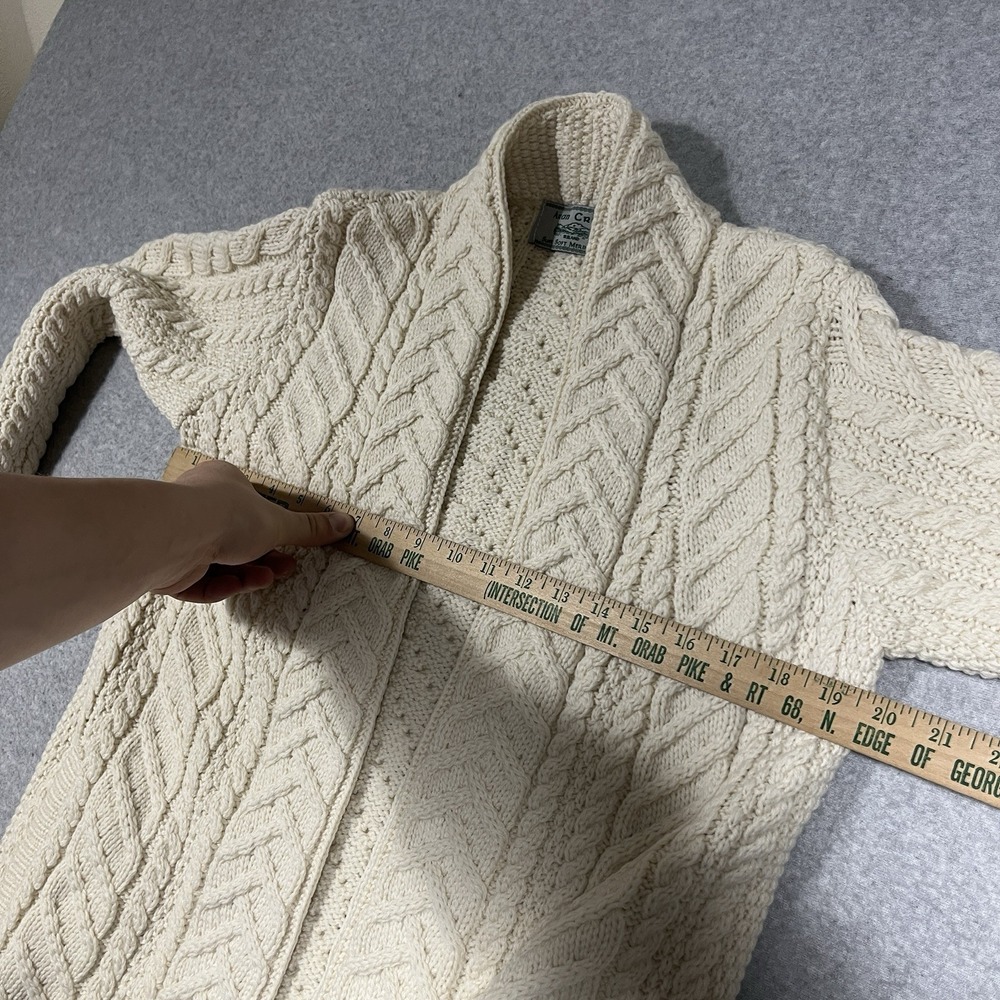 Aran Crafts Sweater Cardigan Womens Medium Ivory 100% Soft Merino Wool Ireland - Picture 2 of 9